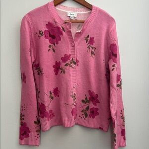 Soft Pink Floral Cardigan, M